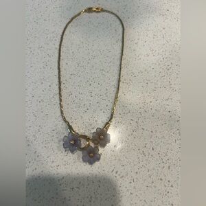 GIVENCHY Lucite Molded Floral Necklace Vintage Light Purple authentic gold tone